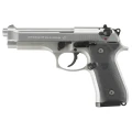 Beretta 92 FS Inox - pistolet 9mm, widok z prawej, inox wykończenie, czarne okładziny
