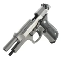 Beretta 92 FS Inox - pistolet 9mm, widok od góry pod kątem, lufa i zamek
