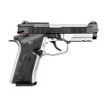 Beretta 80X Cheetah Inox — widok z lewej strony, srebrny zamek i lufa inox