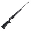 Sztucer Tikka T3x Varmint Stainless - widok ukośny, srebrna lufa, czarna kolba