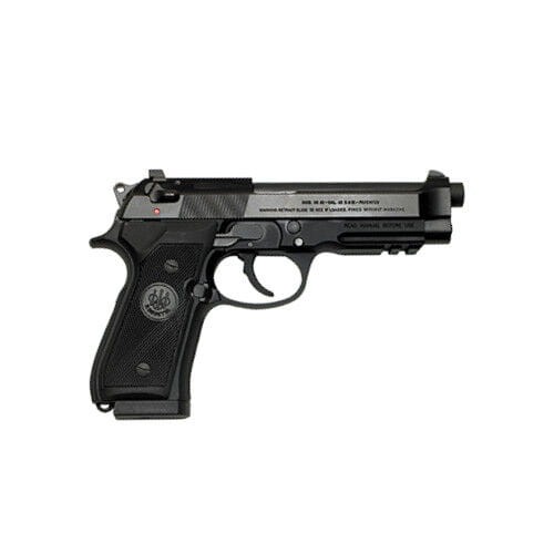 Beretta 92 A1 - pistolet 9mm, widok z lewej, czarne wykończenie, listwa picatinny