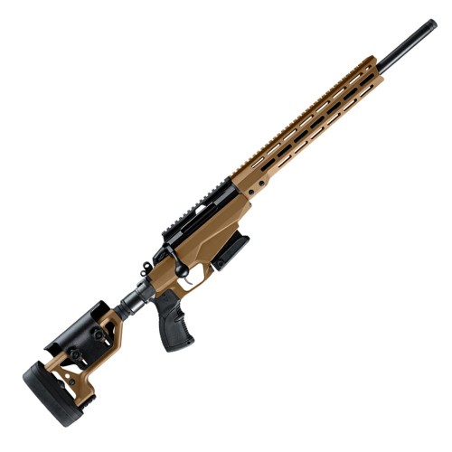 Karabin Tikka T3x Tact A1 - widok ukośny, coyote brown z dwójnogiem
