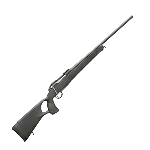 Sztucer Sabatti Rover G2 Thumbhole - widok z boku na całą broń, kolba czarna syntetyczna typu thumbhole