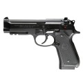 Beretta 92 A1 - pistolet 9mm, widok z prawej, czarne wykończenie, gumowa okładzina