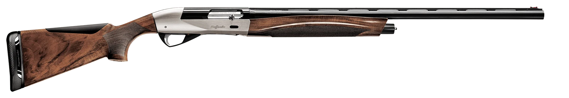 Strzelba Benelli Raffaello Power Bore - widok z prawej strony, srebrna komora zamkowa i orzechowa kolba
